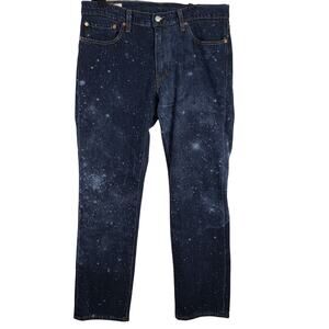 Levis Men's 34 Reworked Custom Jeans Dark Wash Galaxy‎ Print Splatter Slim Cut